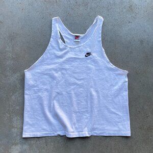 Vintage 90's Nike Gray Tag Iconic Embroidered Tank Top White All Cotton Size XL